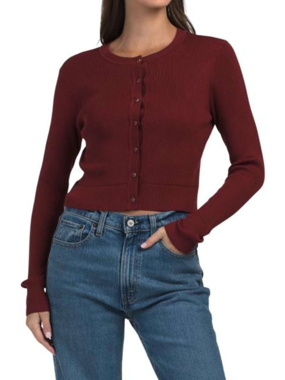 TOCCIN Cropped Fitted Cardigan